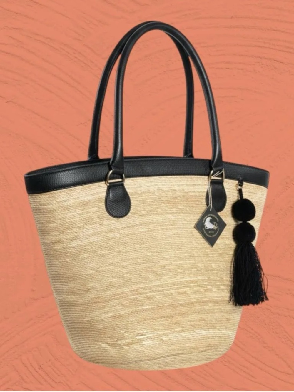 Stylish Straw Tote with Black Trim